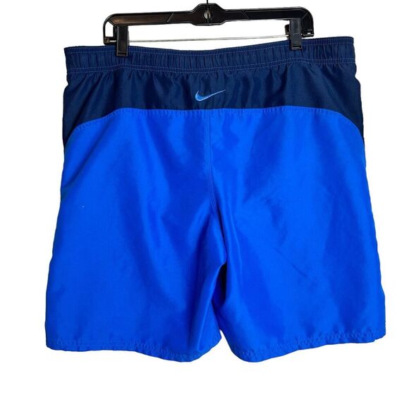 NIKE Mens Board Shorts Men's Medium Swim Trunks Blue Logo Water Lined drawstring - Picture 2 of 7